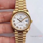 (EW Factory) Swiss Grade 1 Rolex Oyster Perpetual Day Date Fake Watch 36mm White Roman Dial
